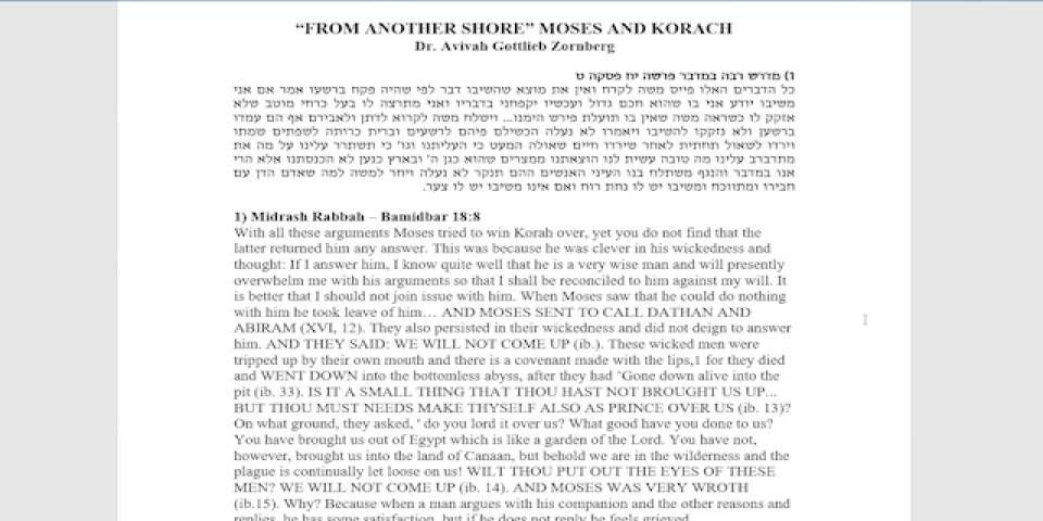 From Another Shore: Moshe and Korach Revelation and its Discontents